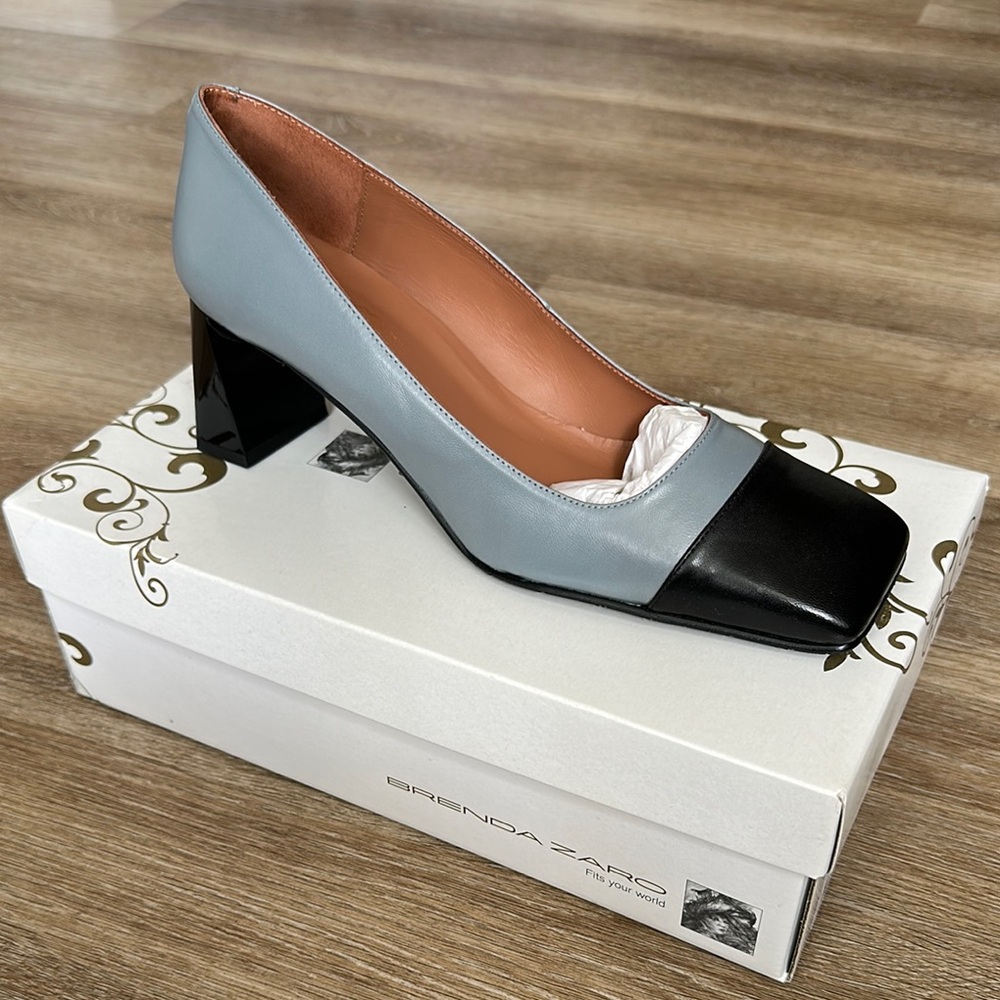 Women's Black and Gray Block Heel Shoes Size 8.5